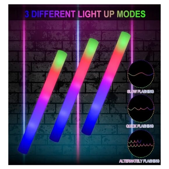 Light Up Foam Glow Sticks Set of 20 LED Multicolor Neon Batons Party New Years - Picture 12 of 15